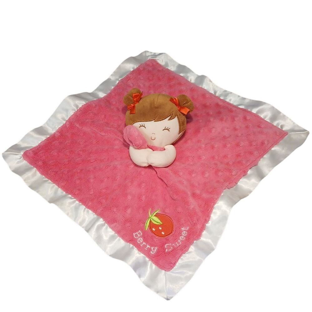 Baby Starters Berry Sweet Doll Pink Security Blanket Plush‎ Lovey Satin Trim